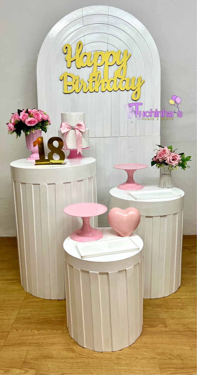 Kit Ripado Rosa Com Branco Aniversário - Tuchinhas Pegue e Monte