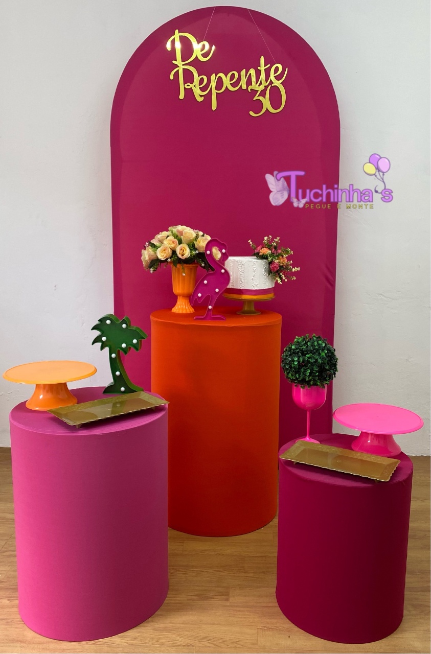 Kit Clean Rosa Pink Com Cilindros de Repente 30 - Tuchinhas Pegue e Monte