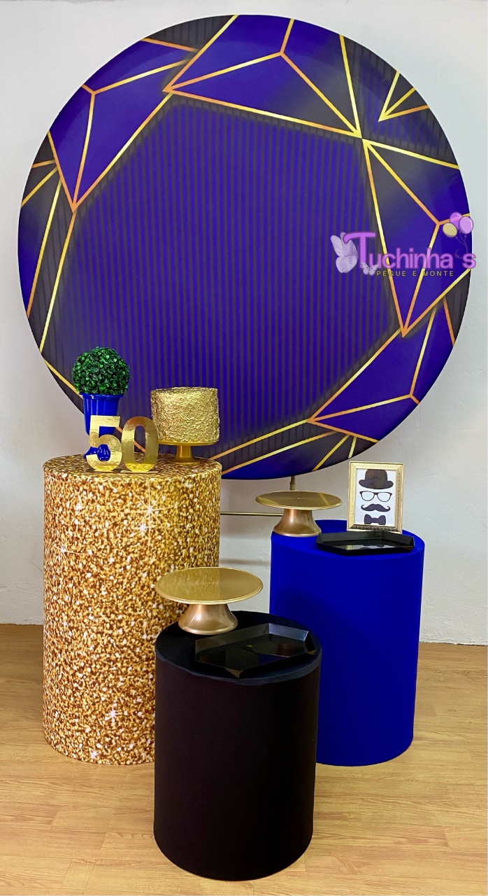 Kit Hiper Azul Listrado Dourado  - Tuchinhas Pegue e Monte