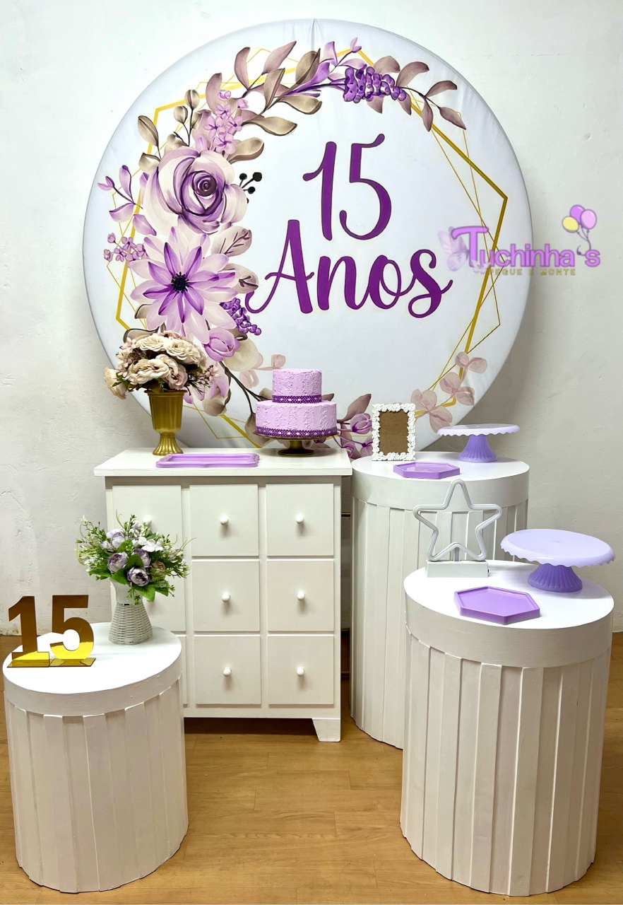 Kit Ripado Plus 15 Anos Lilás Floral - Tuchinhas Pegue e Monte