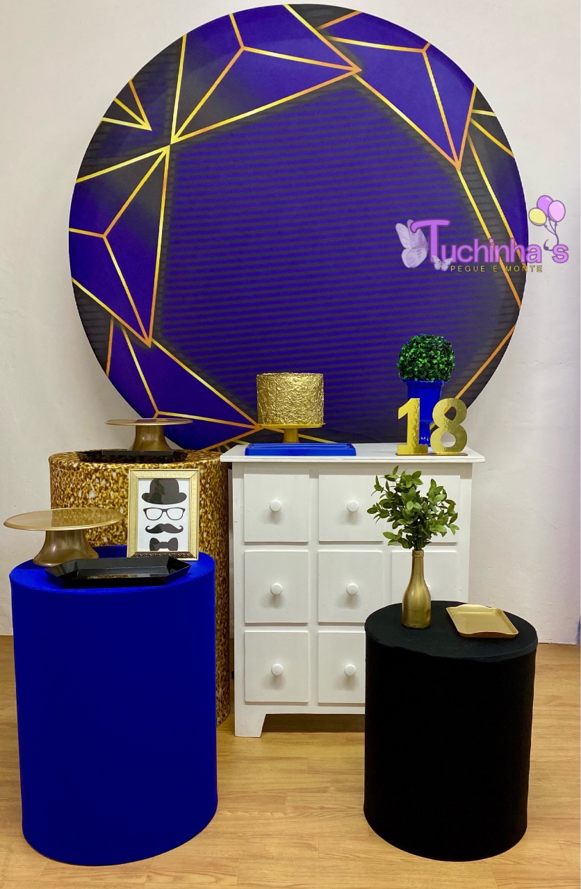 Kit Plus Azul Listrado E Dourado - Tuchinhas Pegue e Monte
