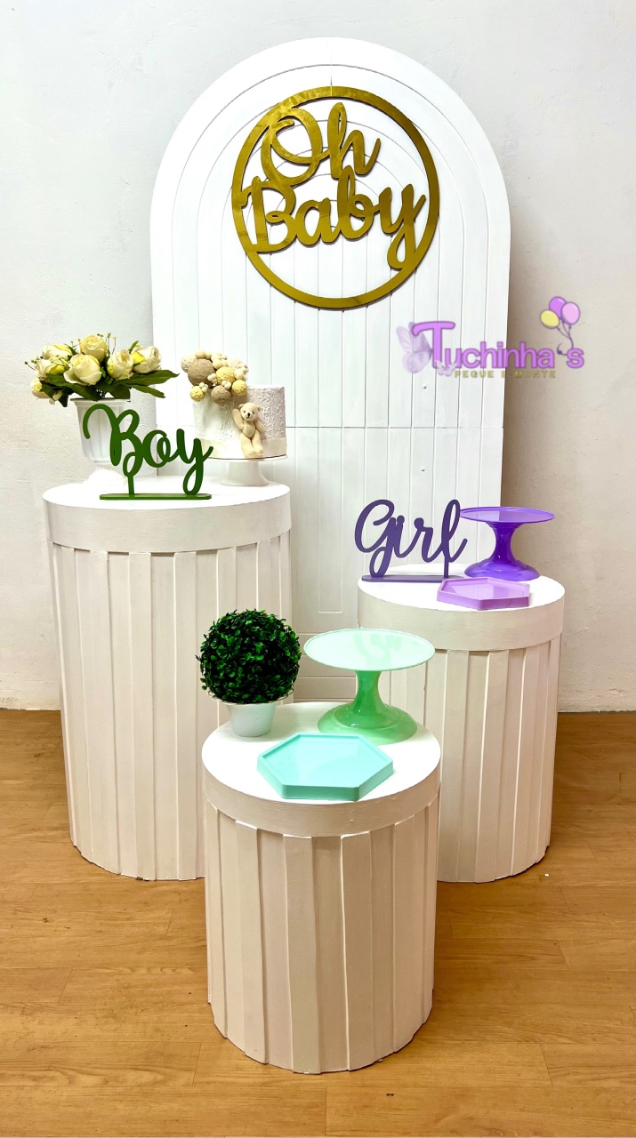 Kit Ripado Chá Revelação Branco Com Lilás E Verde  - Tuchinhas Pegue e Monte