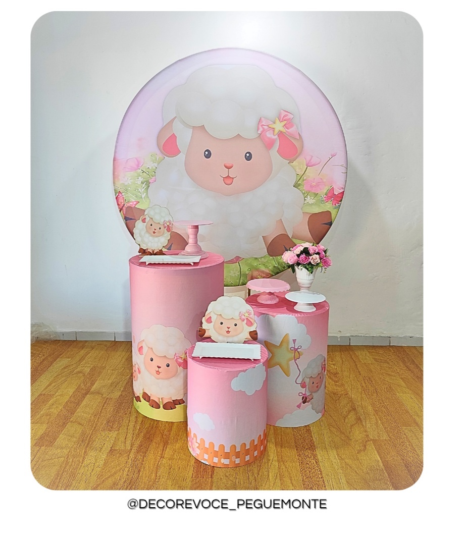 Kit Prático Ovelhinha Rosa - Decore Você Pegue & Monte
