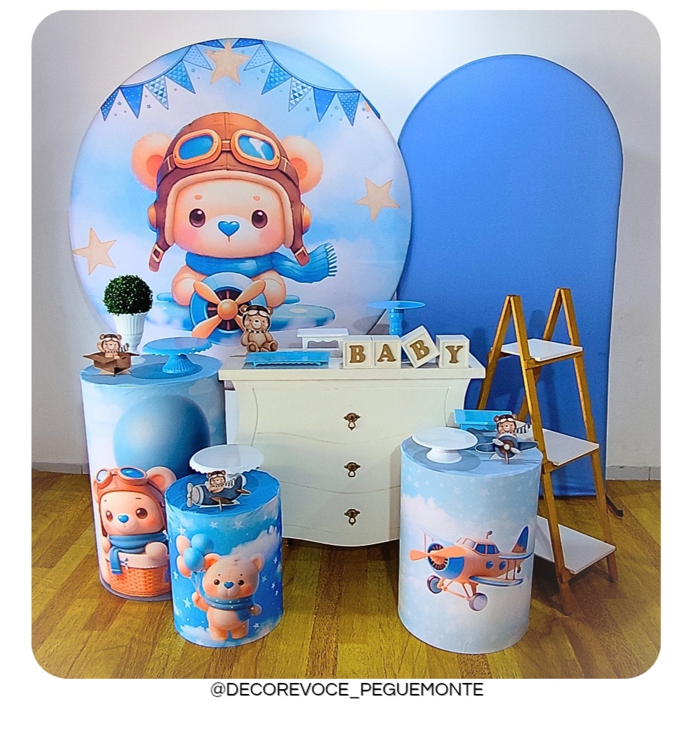 Kit Premium Ursinho Aviador - Decore Você Pegue & Monte