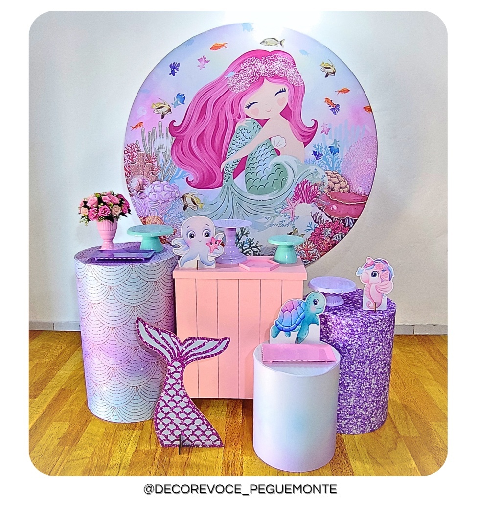 Kit Festejar Sereia   - Decore Você Pegue & Monte
