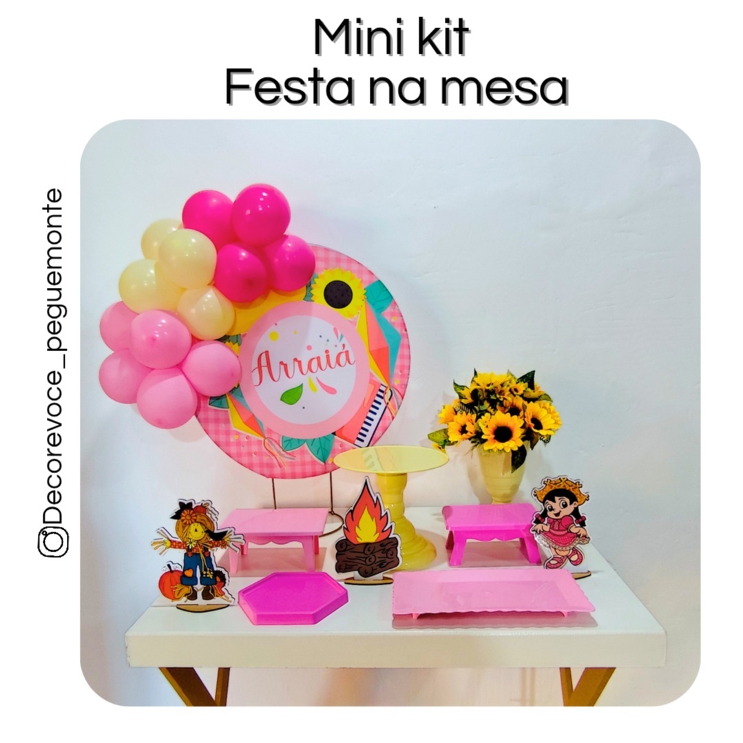 Kit Mesa Arraiá Menina 2 - Decore Você Pegue & Monte