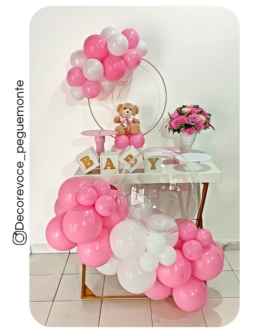 Kit Mesa Ursinho Com Nuvem de Balão 2 - Decore Você Pegue & Monte