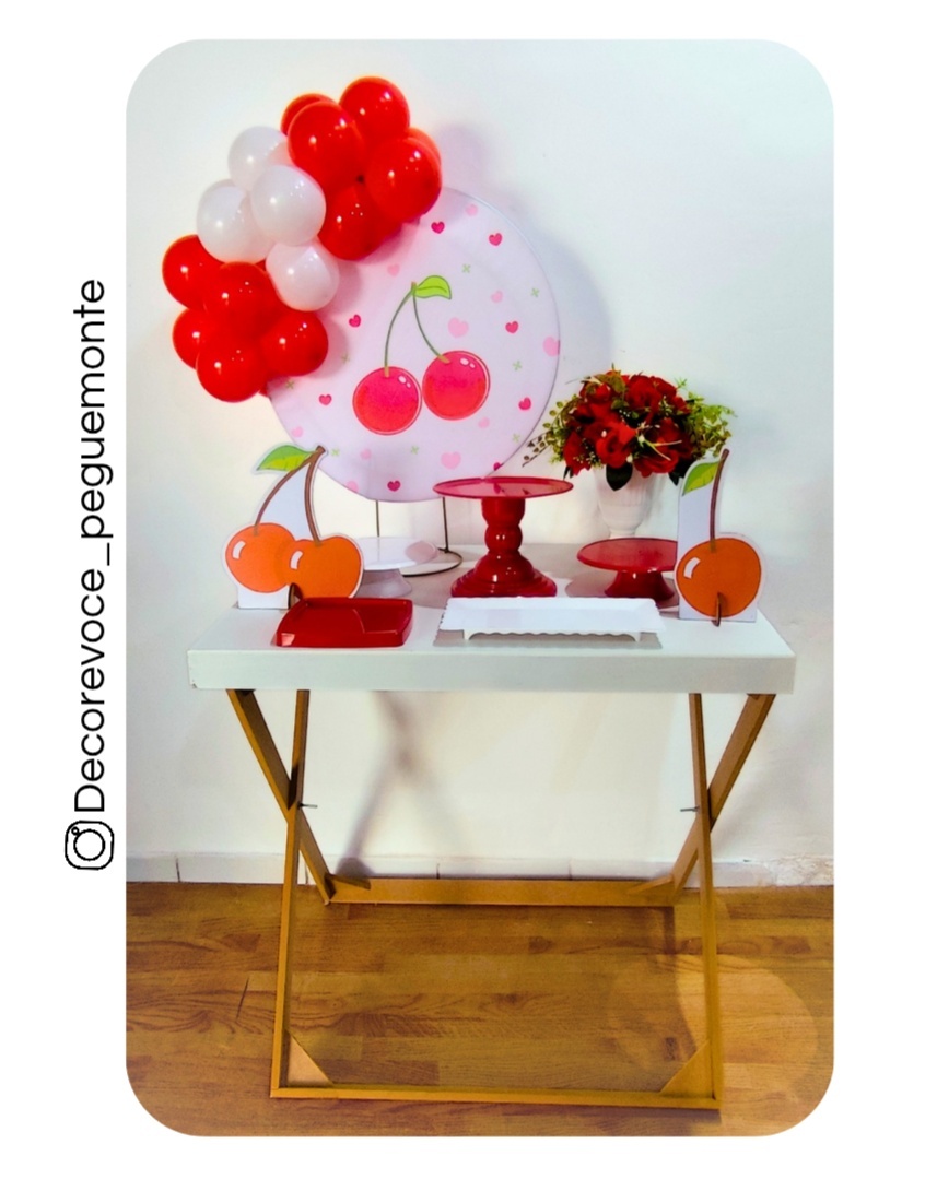 Kit Mesa Cereja 2 + Mesa (Vermelho E Branco) - Decore Você Pegue & Monte