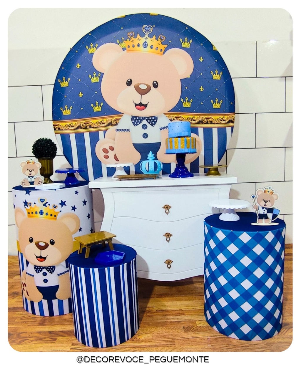 Kit Festejar Ursinho Azul Escuro  - Decore Você Pegue & Monte
