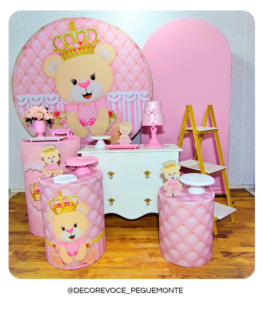 Kit Premium Ursinha Rosa - Decore Você Pegue & Monte