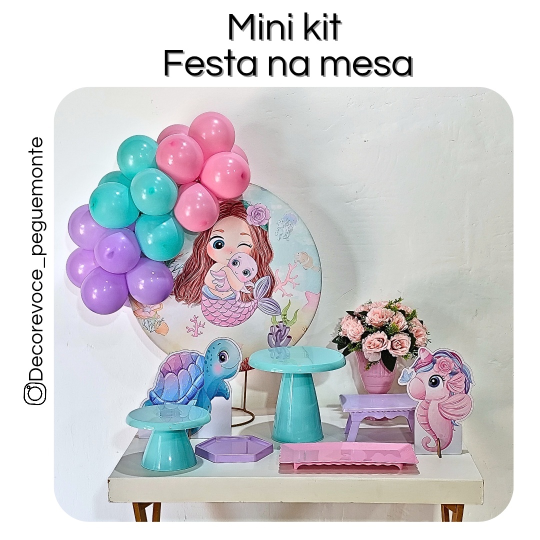 Kit Mesa Sereia Cute - Decore Você Pegue & Monte