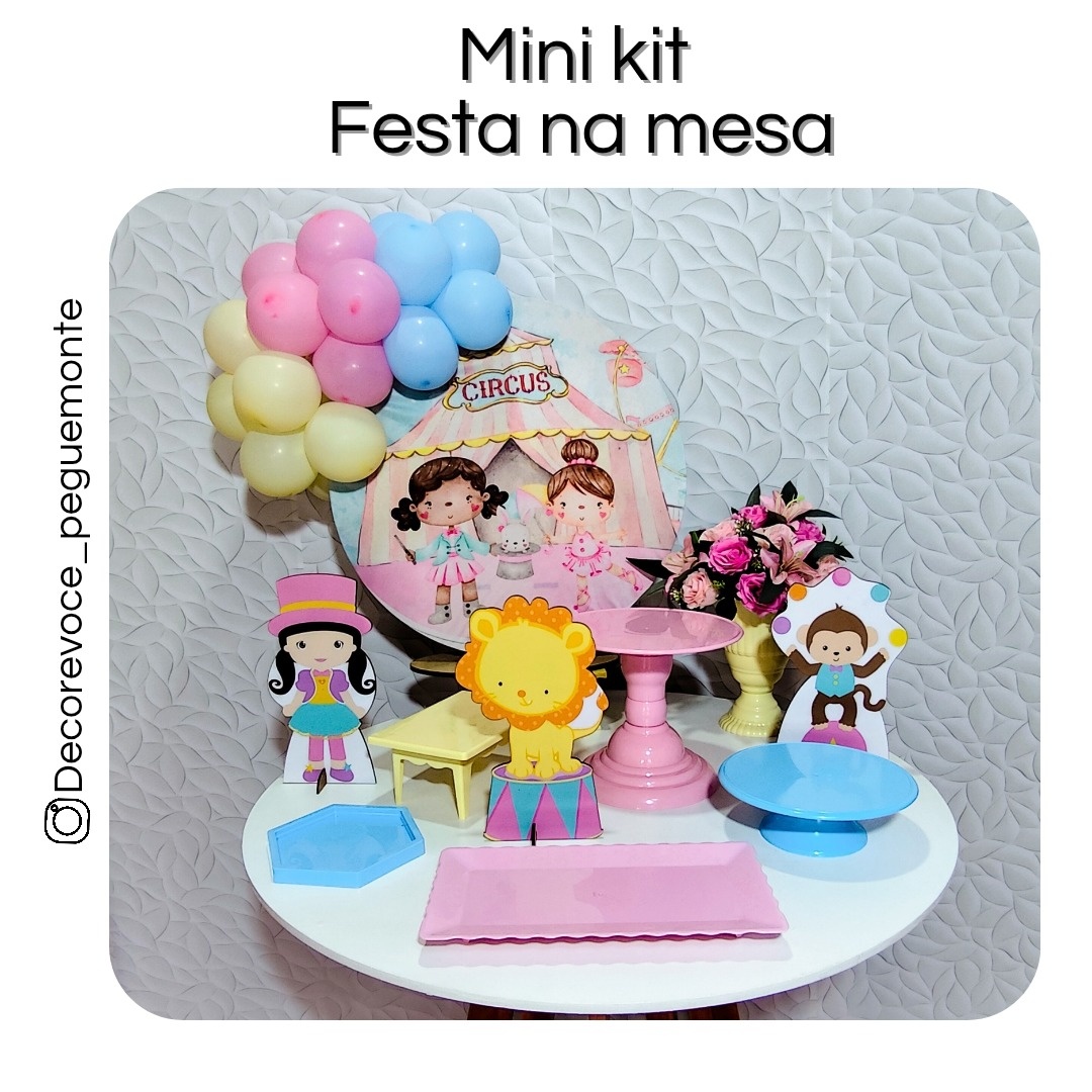 Kit Mesa Circo Rosa  - Decore Você Pegue & Monte