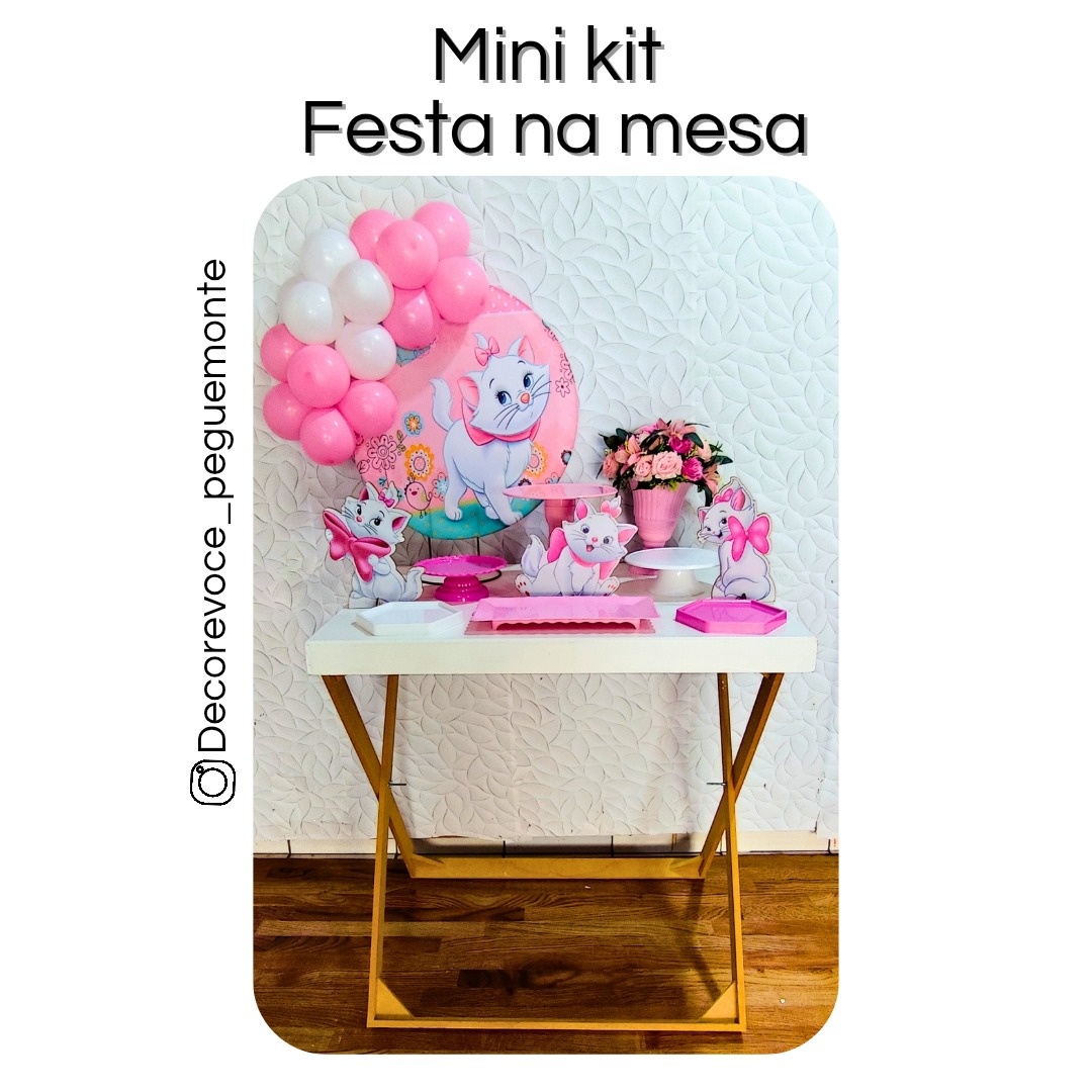 Kit Mesa Gatinha Marie + Mesa  - Decore Você Pegue & Monte