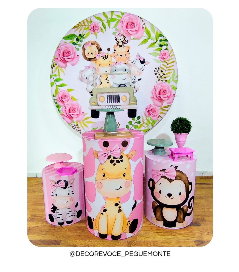 Kit Pratico Safari Rosa  - Decore Você Pegue & Monte