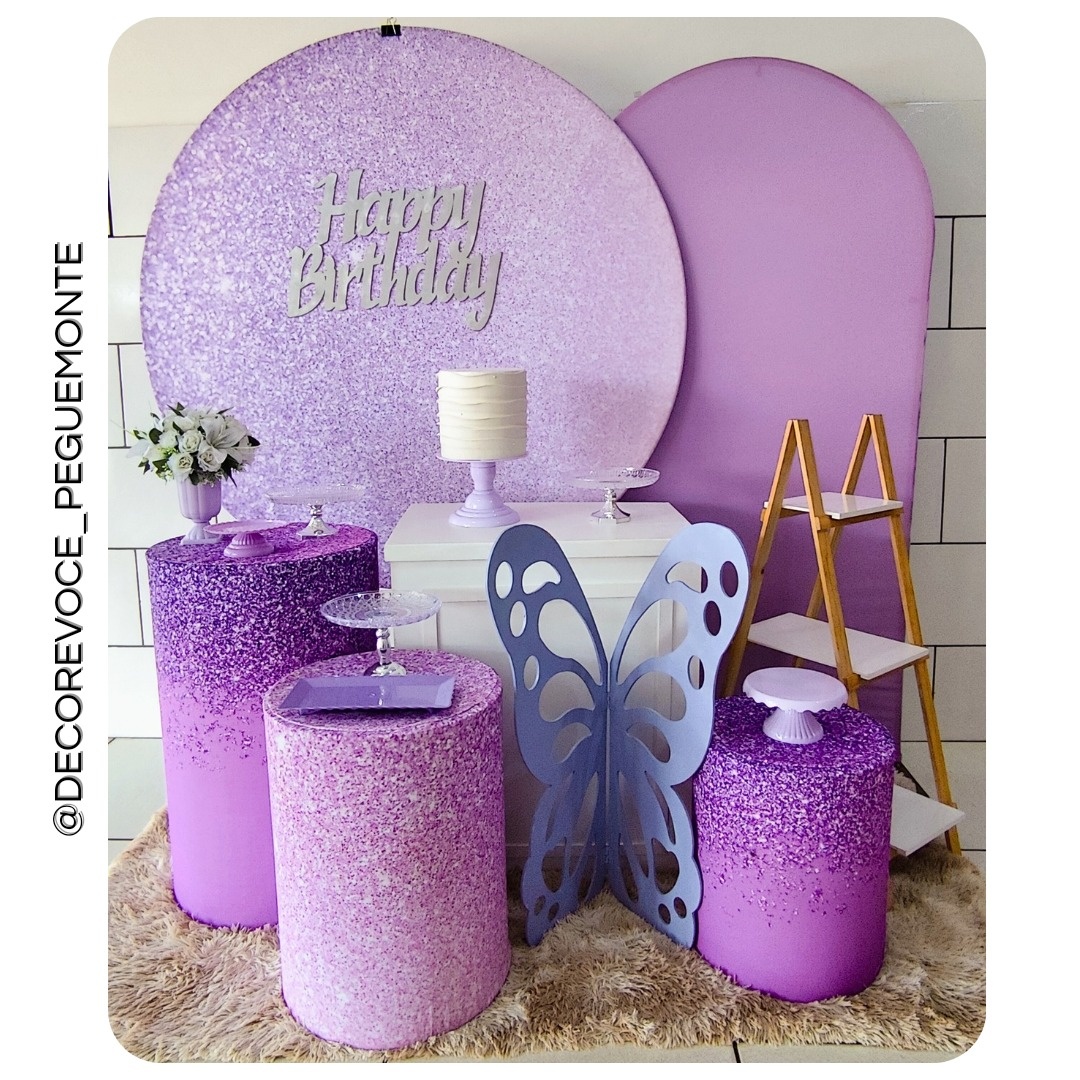 Kit Adulto Lilás Com Glitter 4 - Decore Você Pegue & Monte