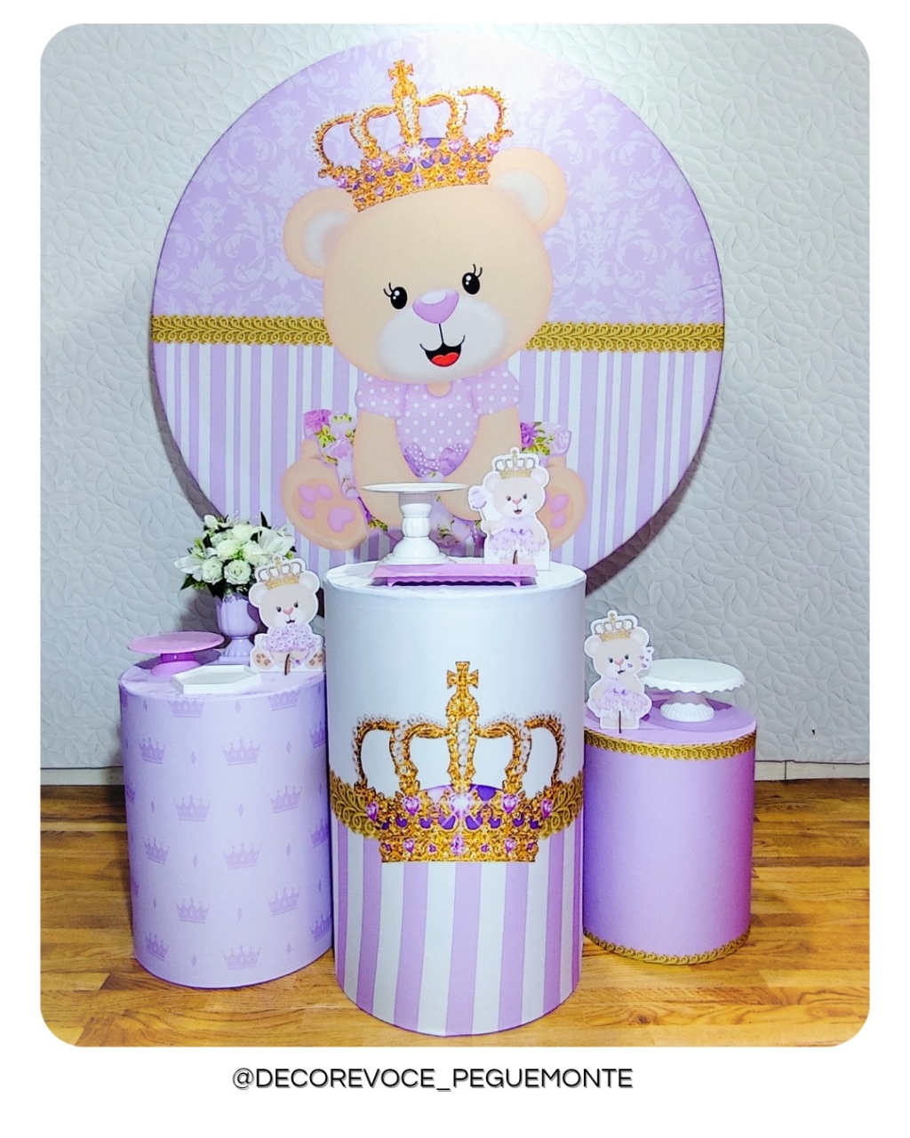 Kit Prático Ursinha Princesa Lilás  - Decore Você Pegue & Monte