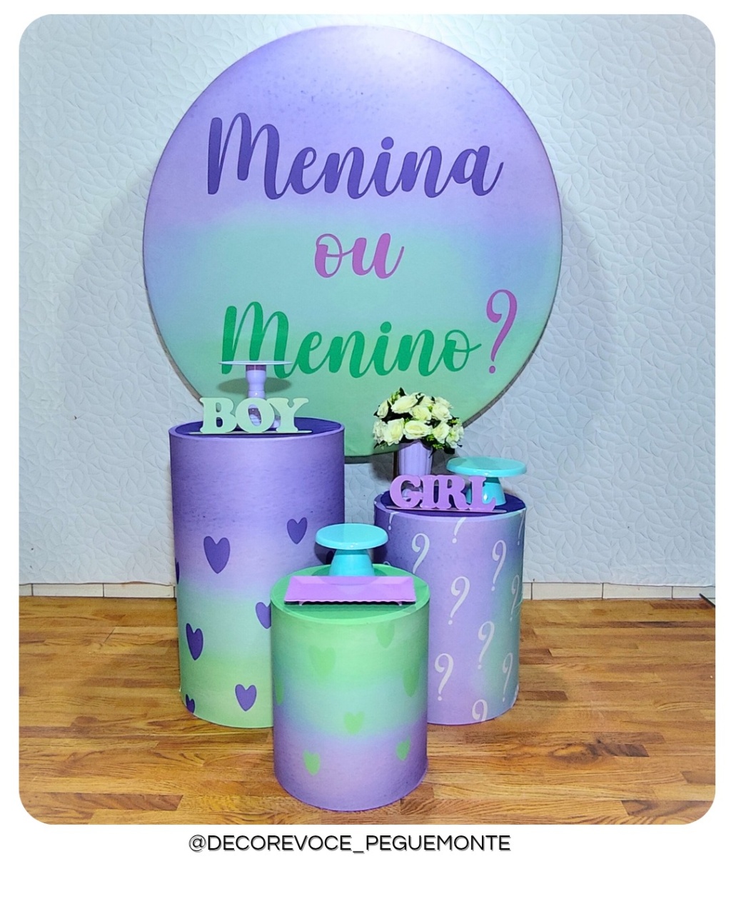 Kit Pratico Revelação Lilás E Verde  - Decore Você Pegue & Monte