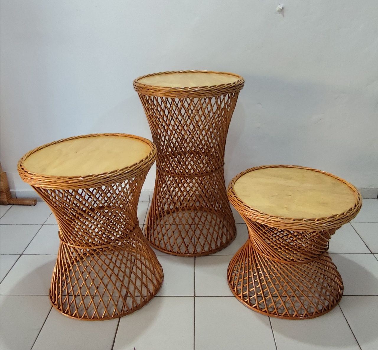 Trio Mesa Vime Com Verniz - Decore Você Pegue & Monte