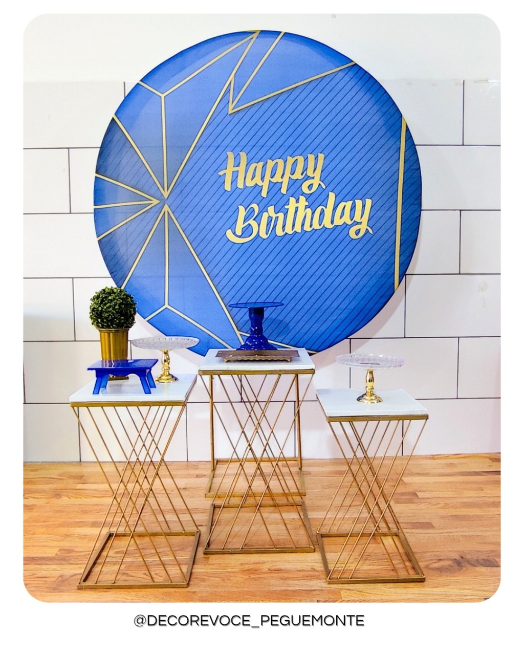 Kit Adulto Happy Birthday Azul Geometrico - Decore Você Pegue & Monte