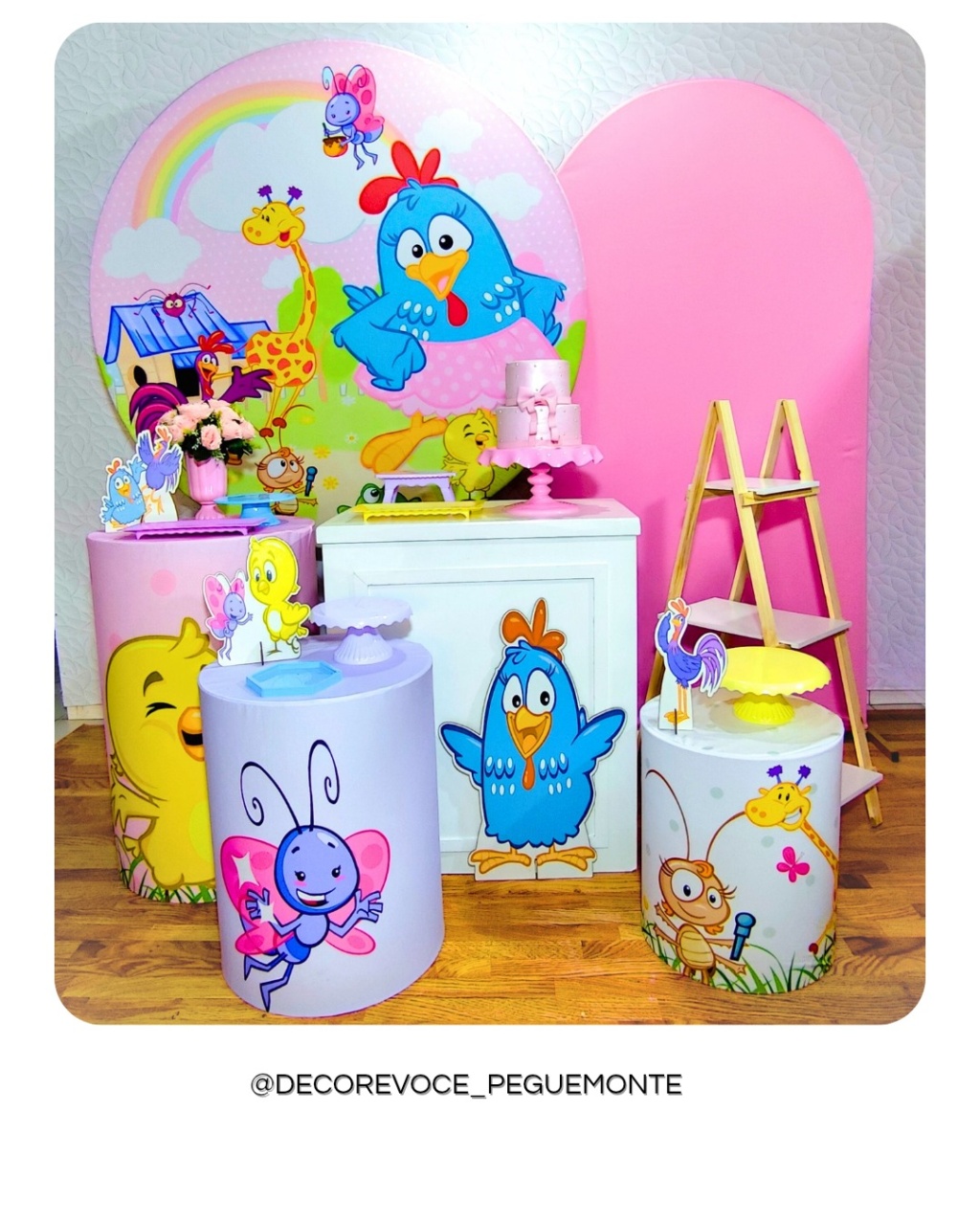 Kit Premium Galinha Pintadinha Rosa - Decore Você Pegue & Monte