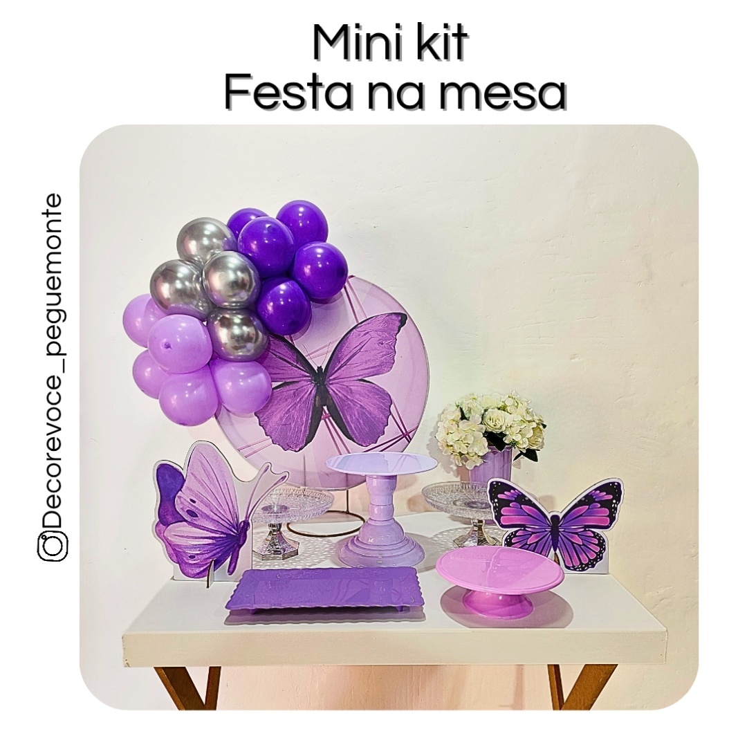 Kit Mesa Adulto Borboleta Lilas - Decore Você Pegue & Monte