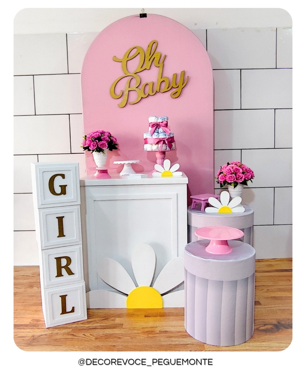 Composição Oh Baby Rosa Margaridas 2  - Decore Você Pegue & Monte
