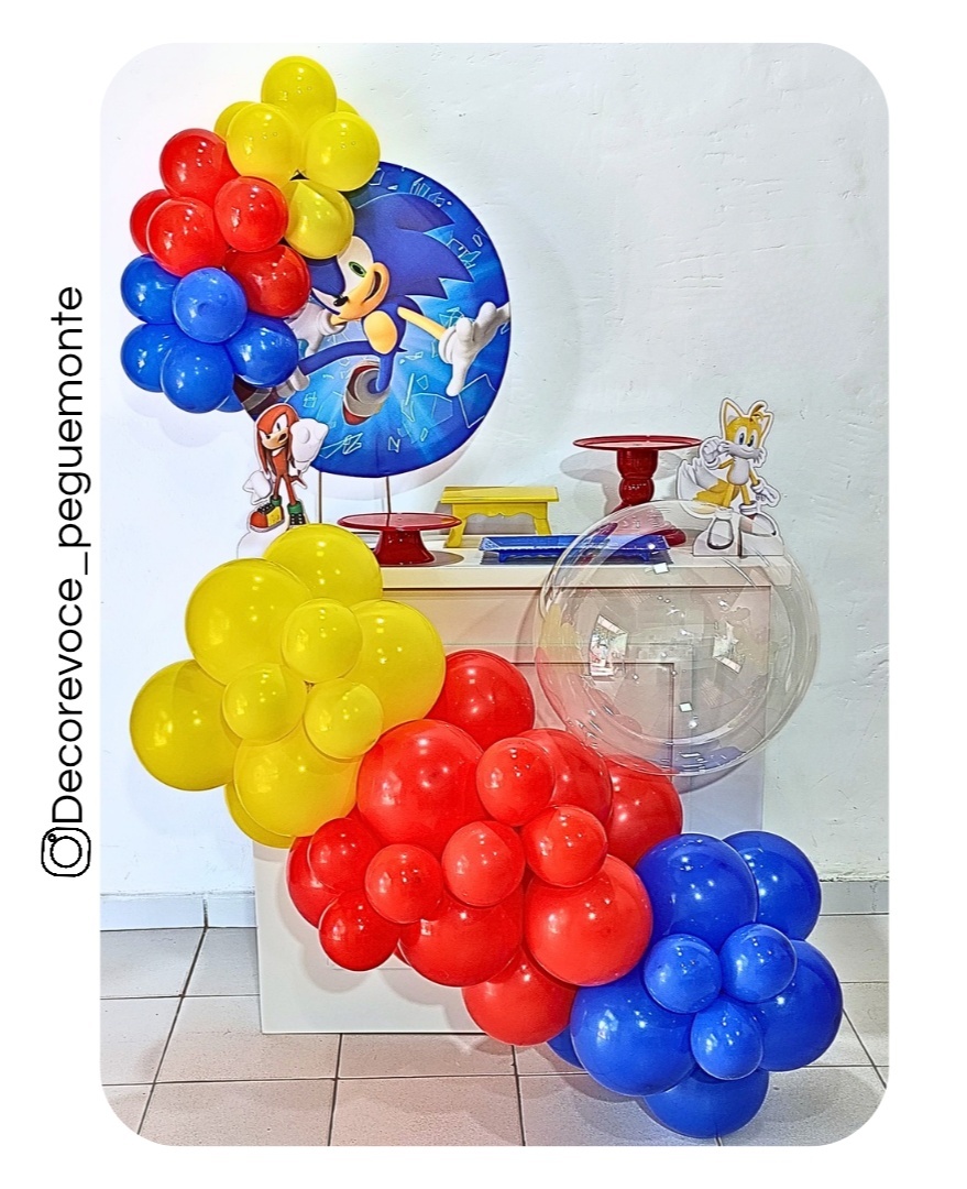 Kit Mesa Sonic + Mesa + Balão - Decore Você Pegue & Monte