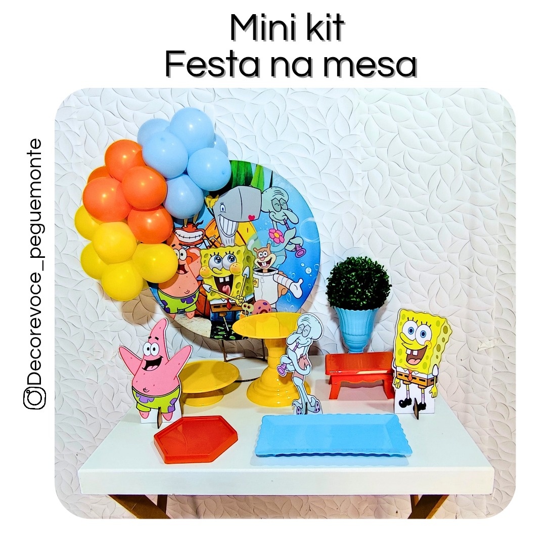 Kit Mesa Bob Esponja  - Decore Você Pegue & Monte
