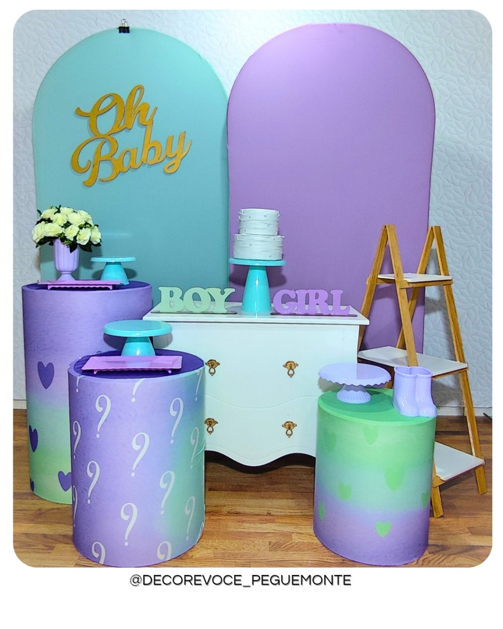 Kit Premium Revelação Lilás E Verde  - Decore Você Pegue & Monte