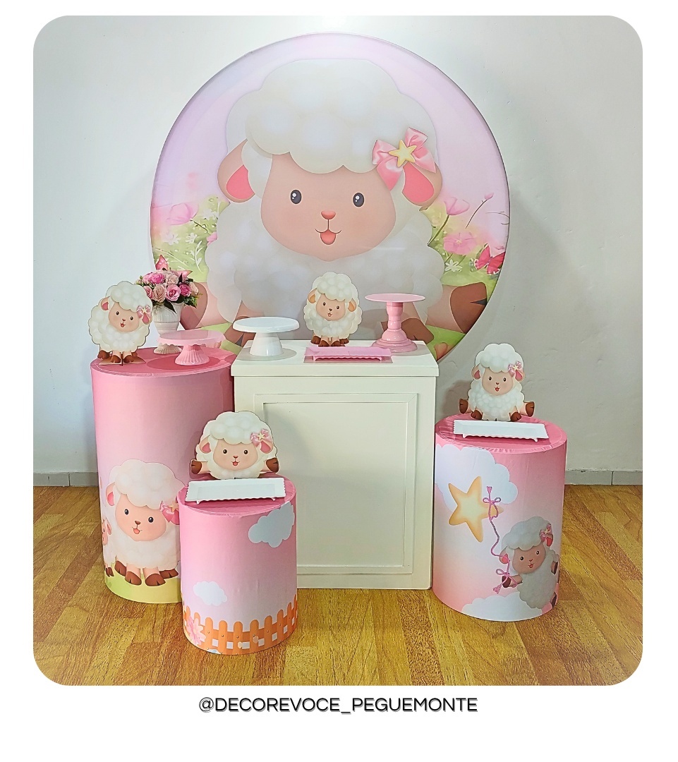Kit Festejar Ovelhinha Rosa - Decore Você Pegue & Monte