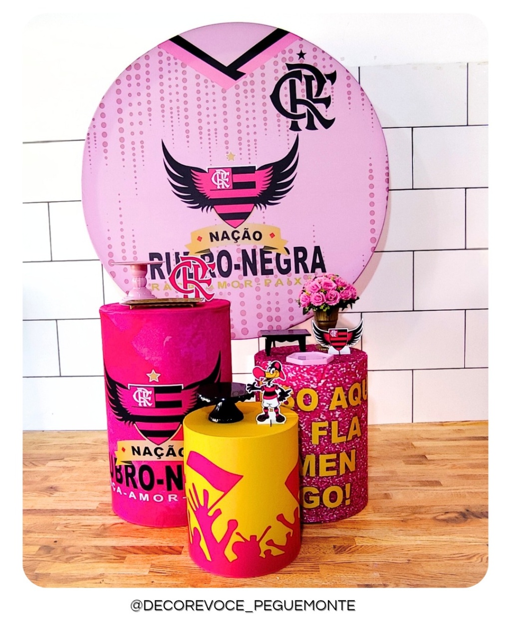 Kit Prático Flamengo  Rosa  - Decore Você Pegue & Monte