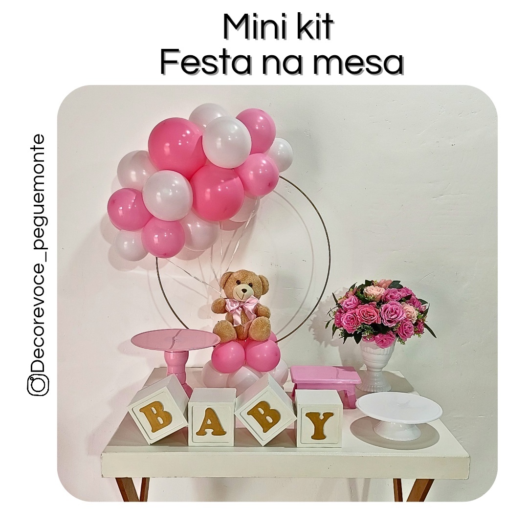 Kit Mesa Ursinho Com Nuvem de Balão 1 - Decore Você Pegue & Monte