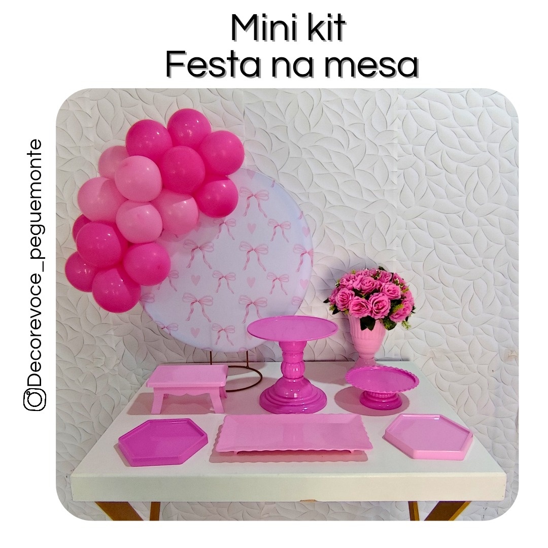 Kit Mesa Laço Rosa - Decore Você Pegue & Monte