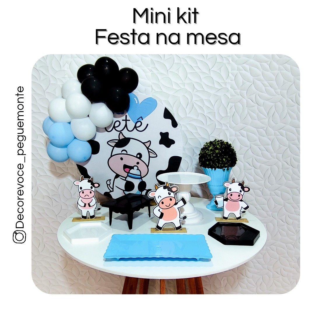 Kit Mesa Vaquinha Menino  - Decore Você Pegue & Monte