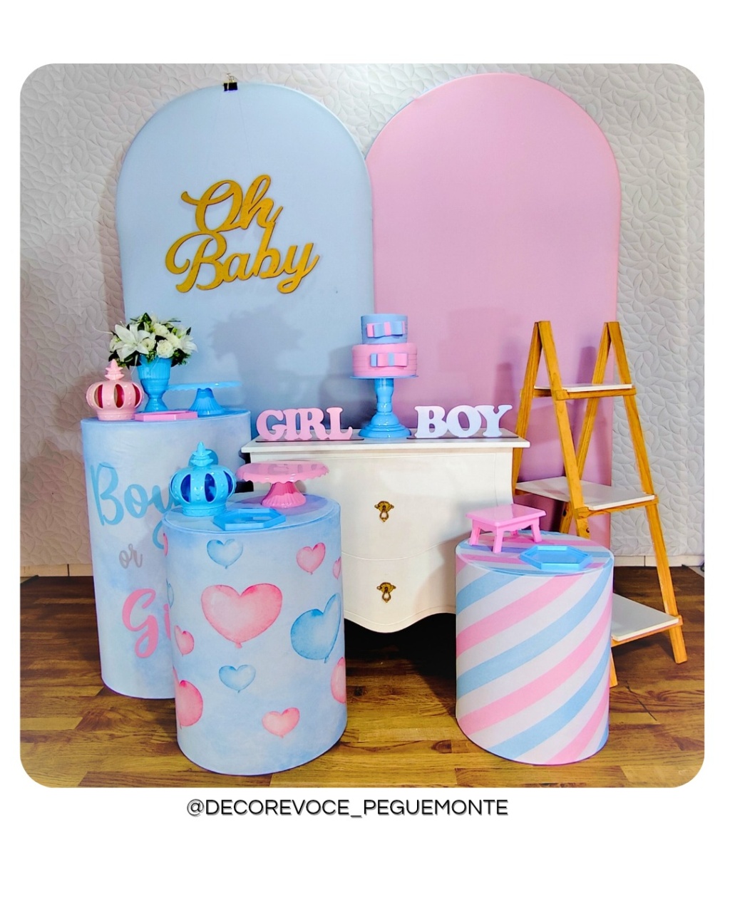 Composição Revelação Ursinhos Azul E Rosa 1  - Decore Você Pegue & Monte
