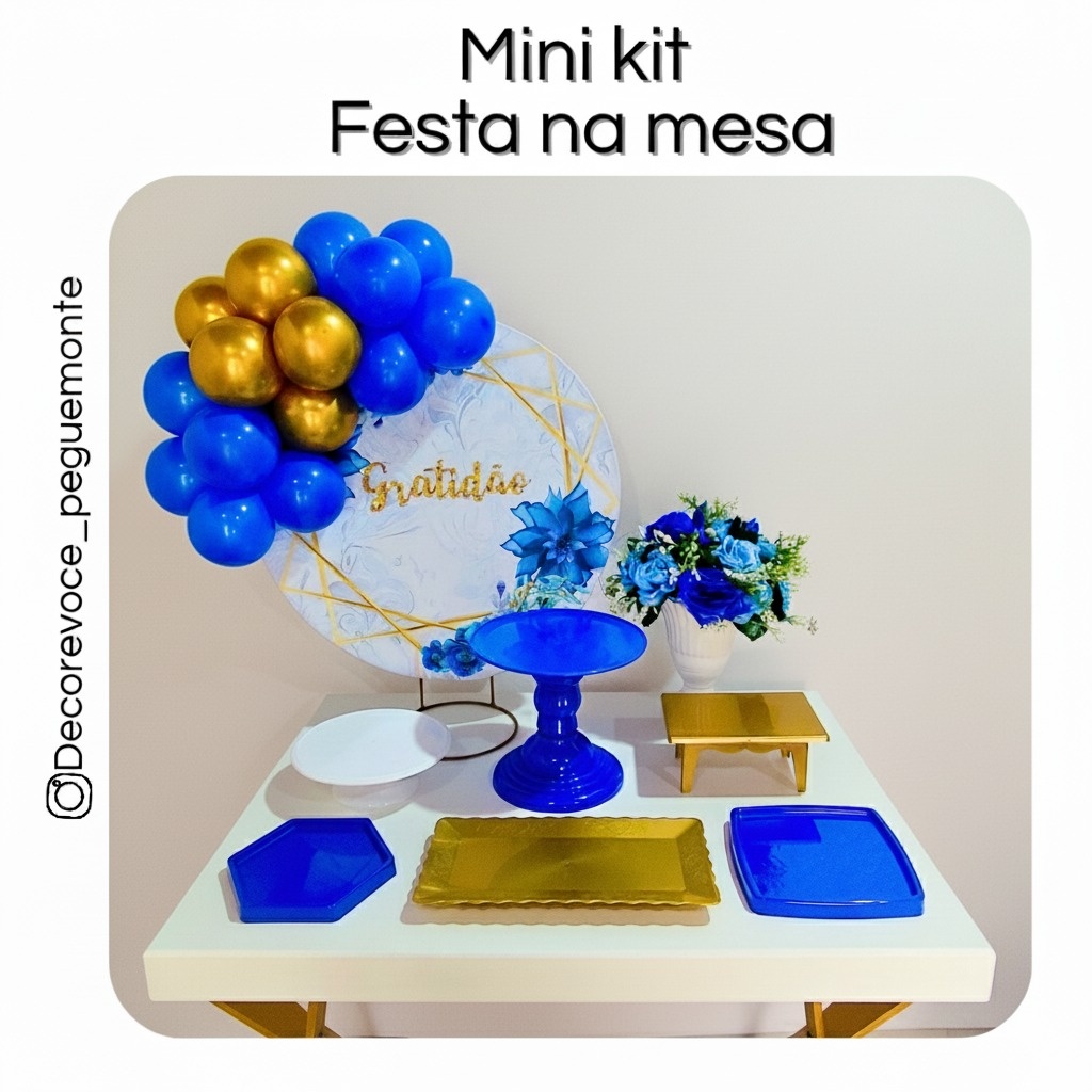 Kit Mesa Gratidão Azul - Decore Você Pegue & Monte