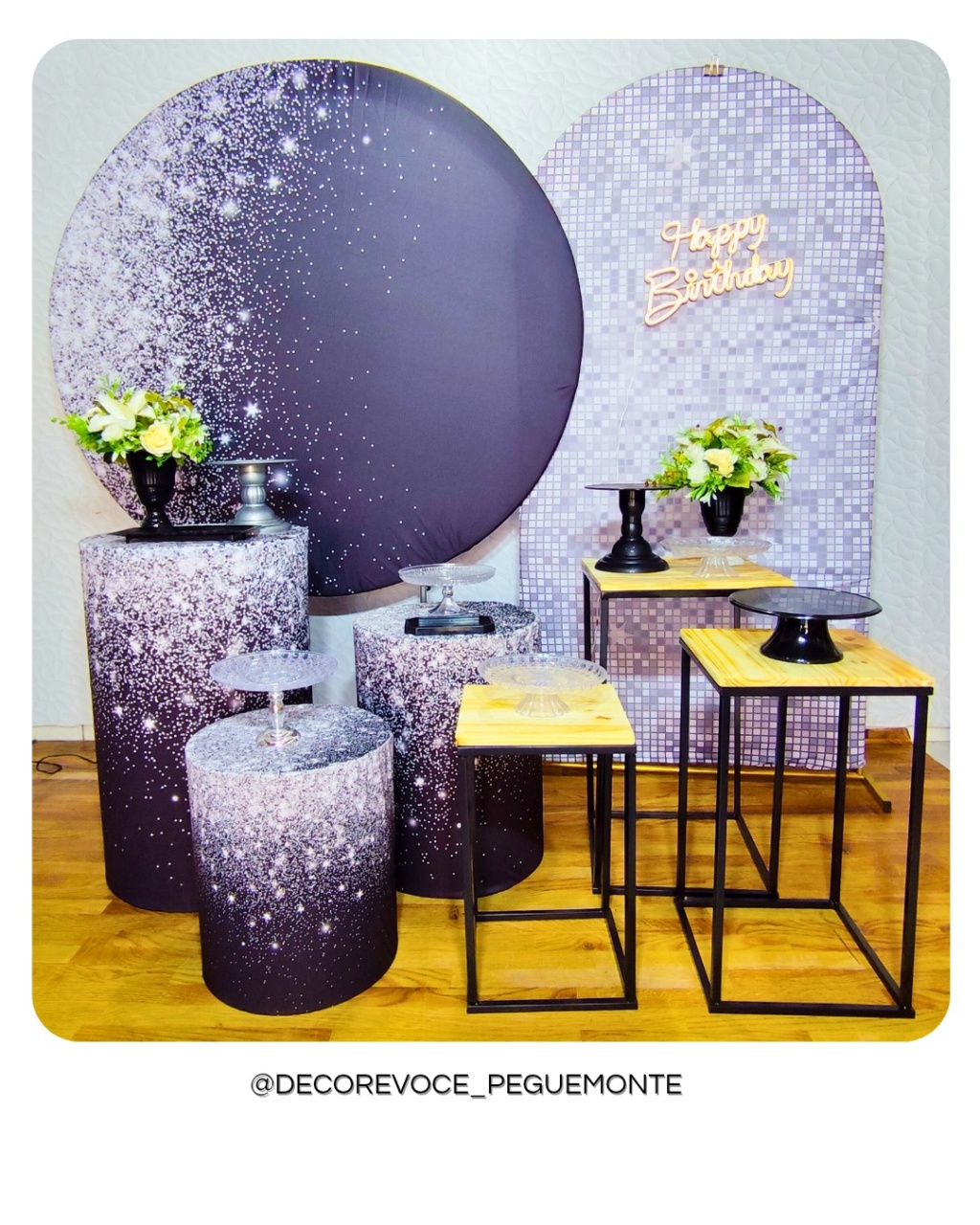 Composição Preto Com Glitter Prata 1 - Decore Você Pegue & Monte