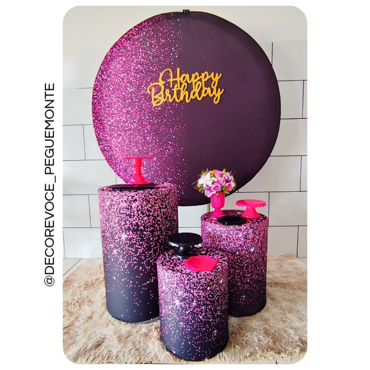 Kit Adulto Preto Com Rosa 1 - Decore Você Pegue & Monte