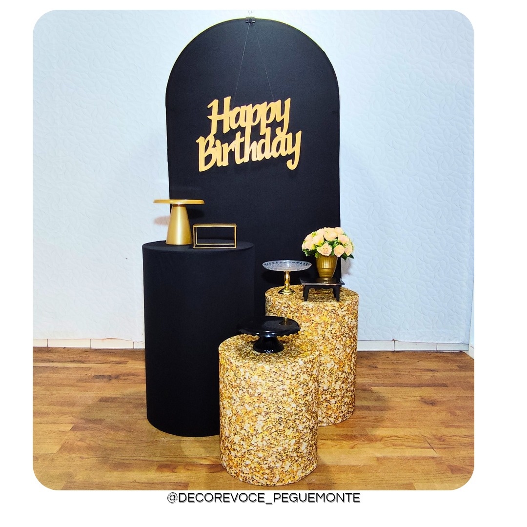 Kit Adulto Happy Preto E Dourado  - Decore Você Pegue & Monte