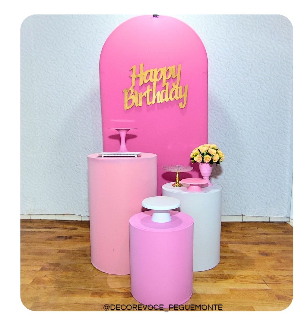 Kit Adulto Happy Rosa E Branco  - Decore Você Pegue & Monte