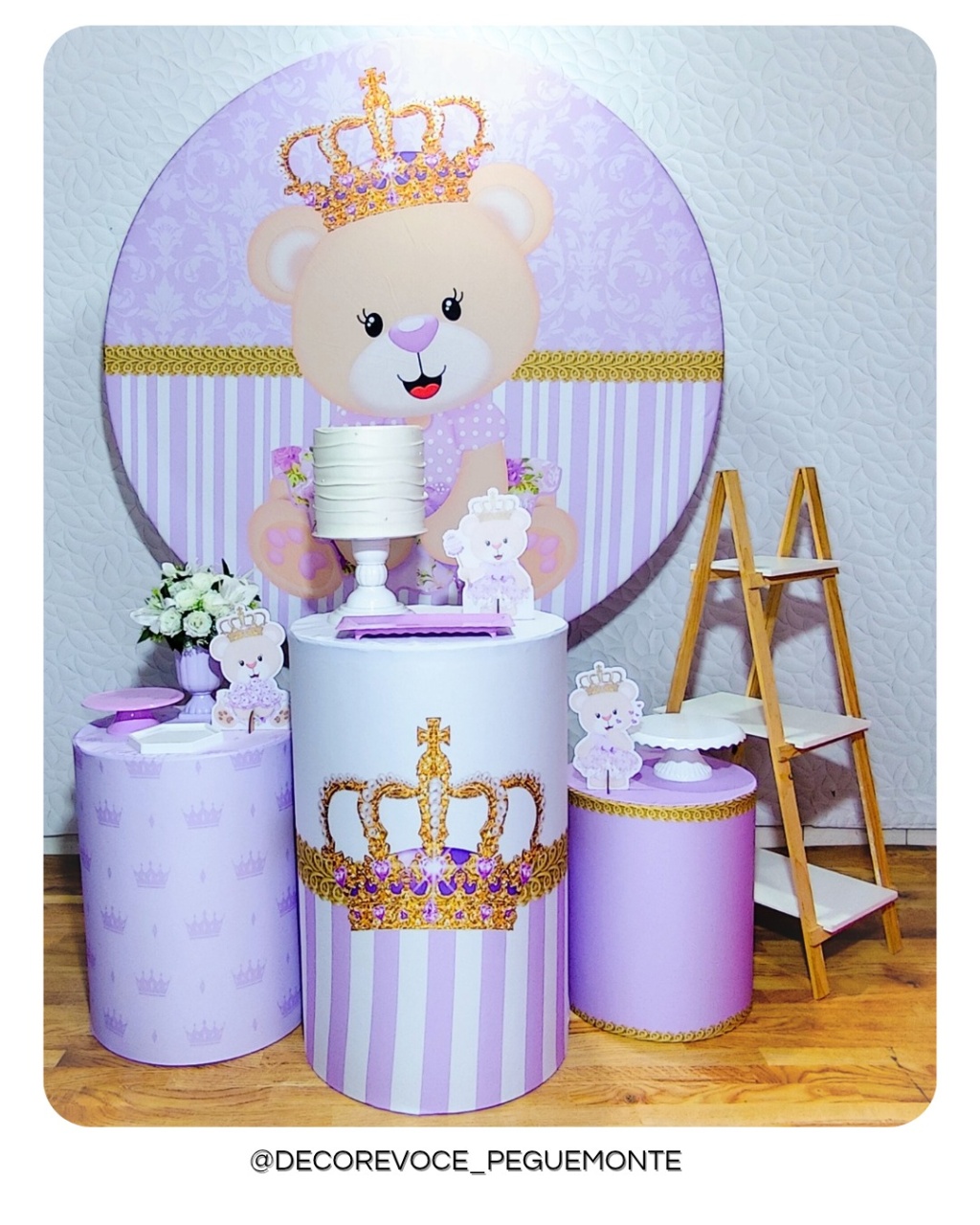 Kit Completo Ursinha Princesa Lilás  - Decore Você Pegue & Monte
