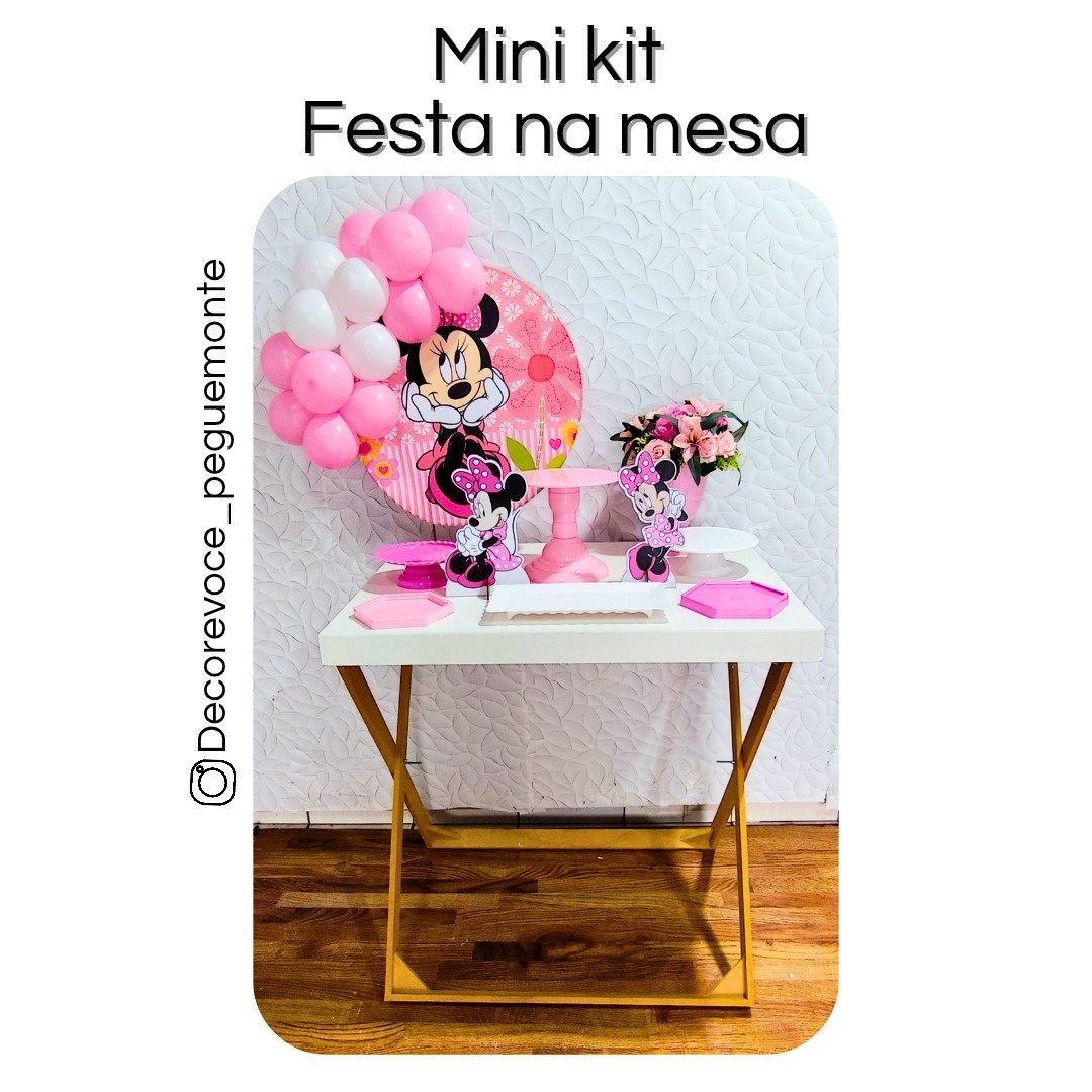 Kit Mesa Minie Rosa + Mesa - Decore Você Pegue & Monte