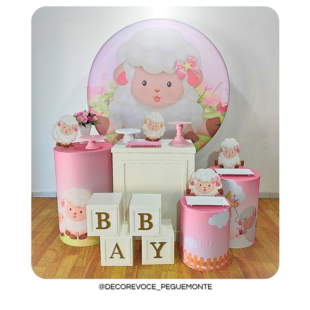 Kit Ovelhinha Rosa - Decore Você Pegue & Monte