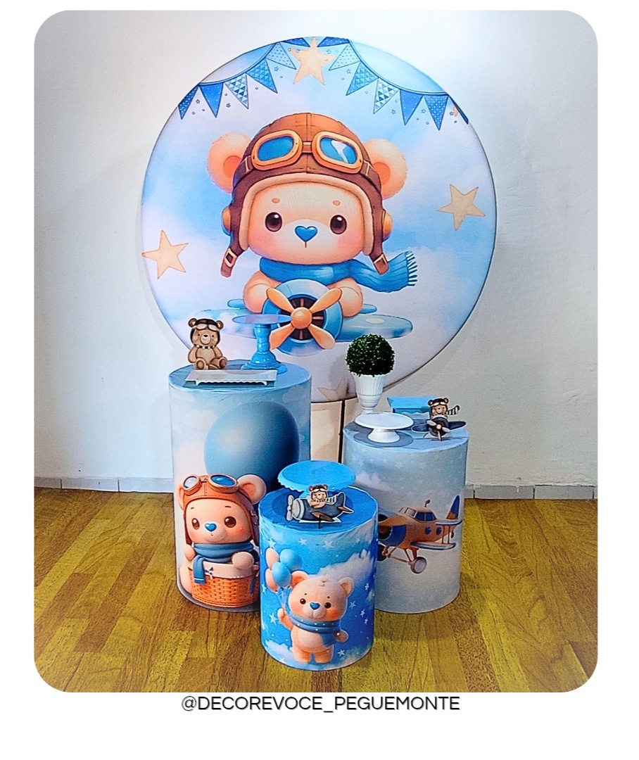 Kit Prático Ursinho Aviador - Decore Você Pegue & Monte
