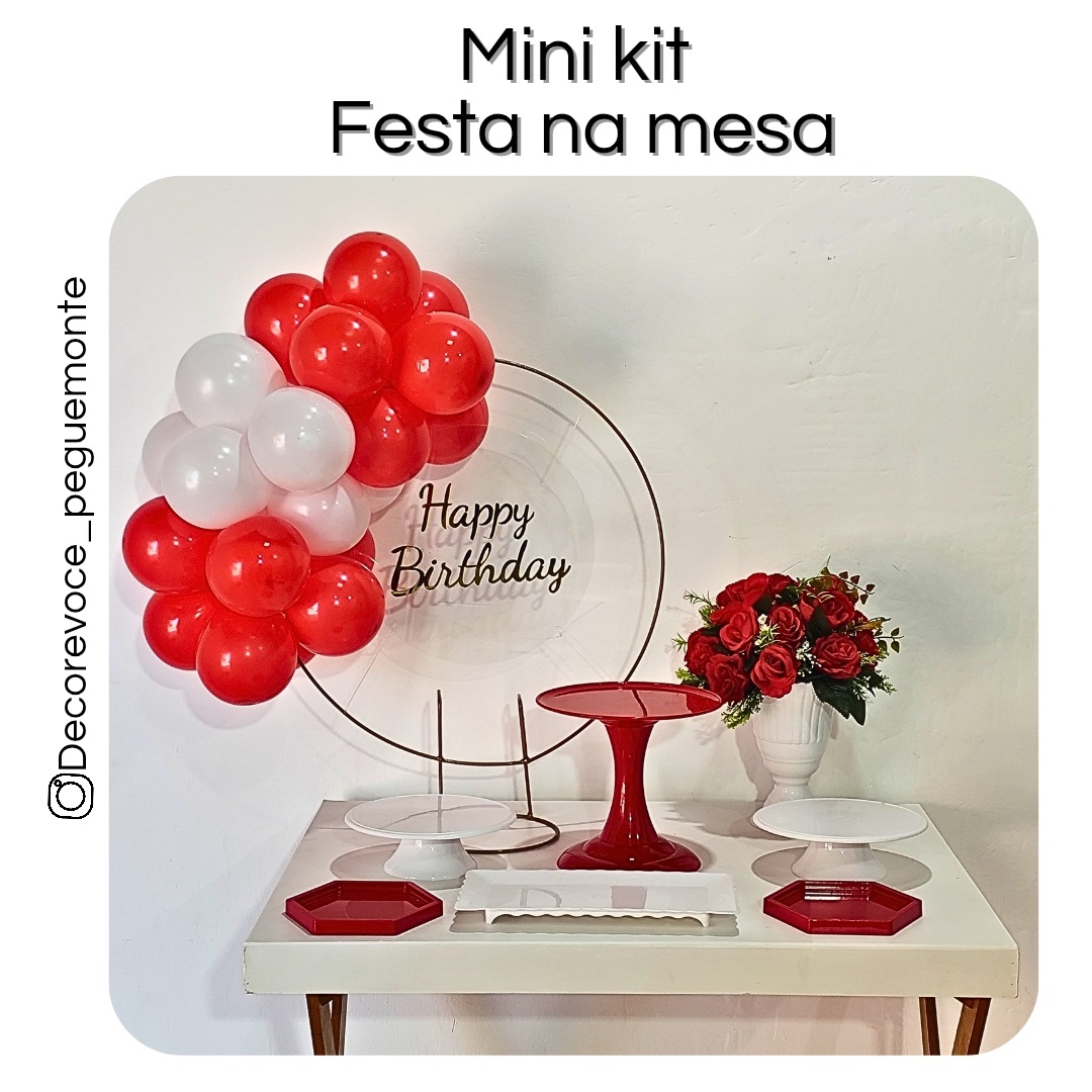 Kit Mesa Vermelho E Branco (Acrílico) - Decore Você Pegue & Monte