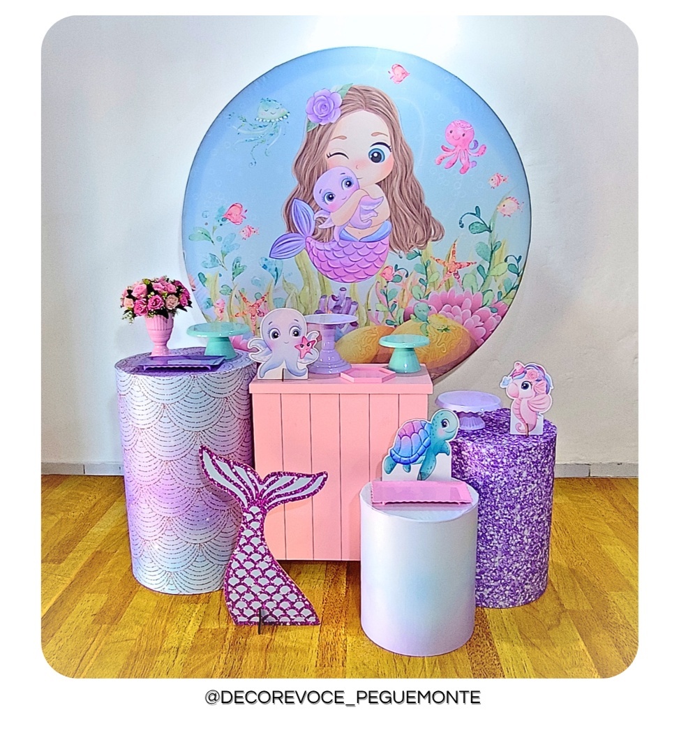 Kit Festejar Sereia Cute - Decore Você Pegue & Monte