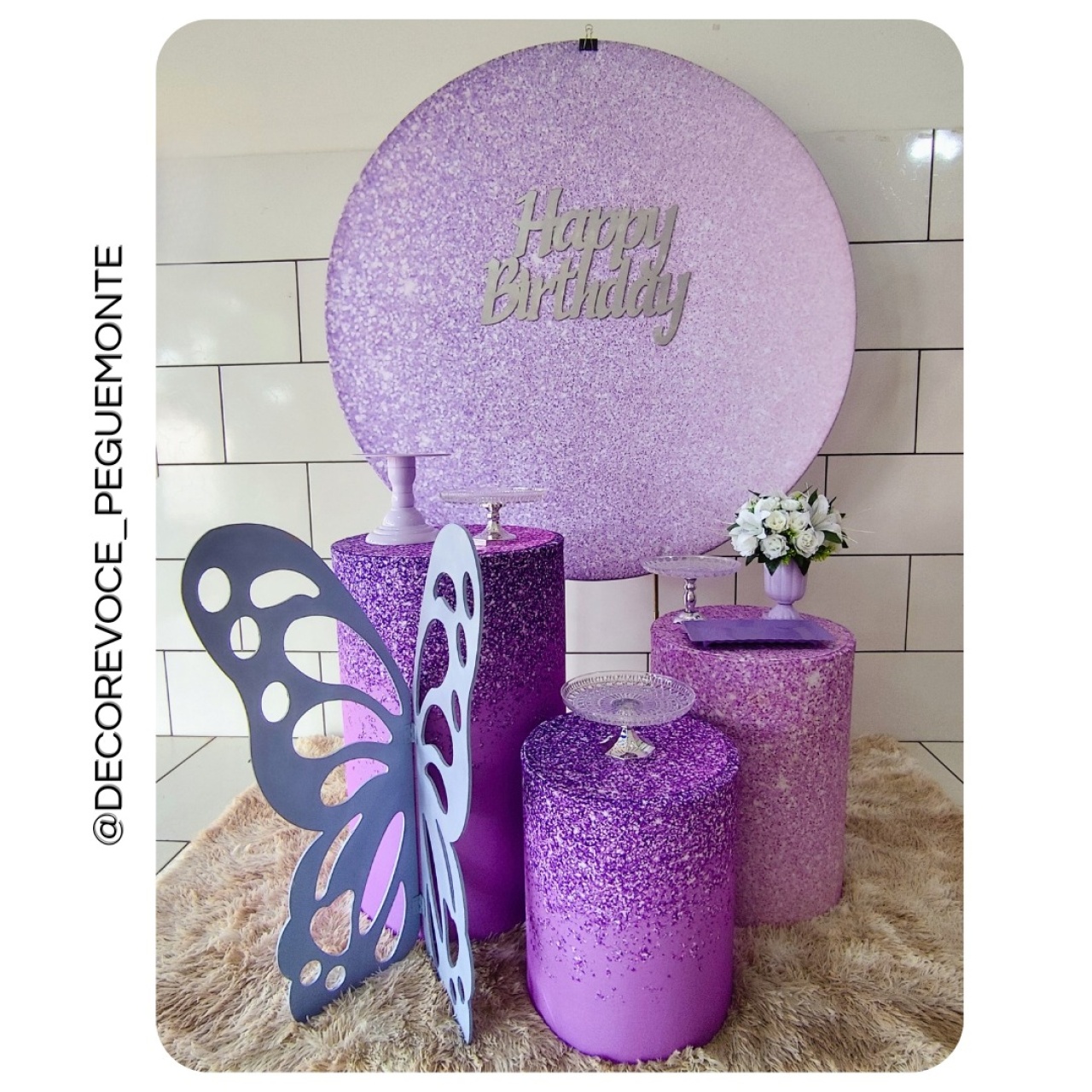 Kit Adulto Lilás Com Glitter 1 - Decore Você Pegue & Monte