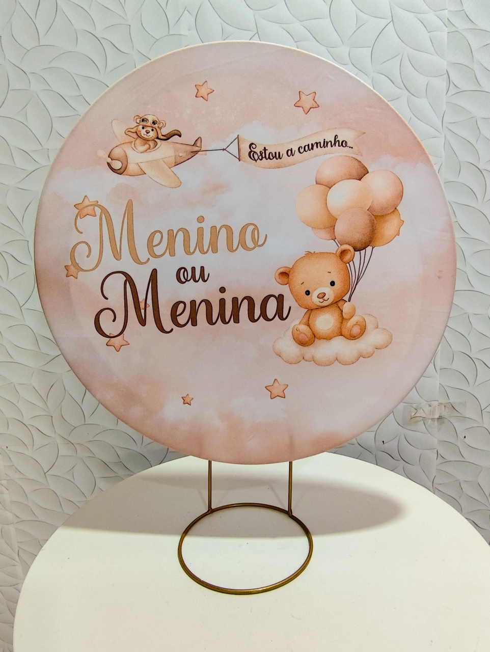 Kit Mesa Chá Revelação Ursinho  - Decore Você Pegue & Monte