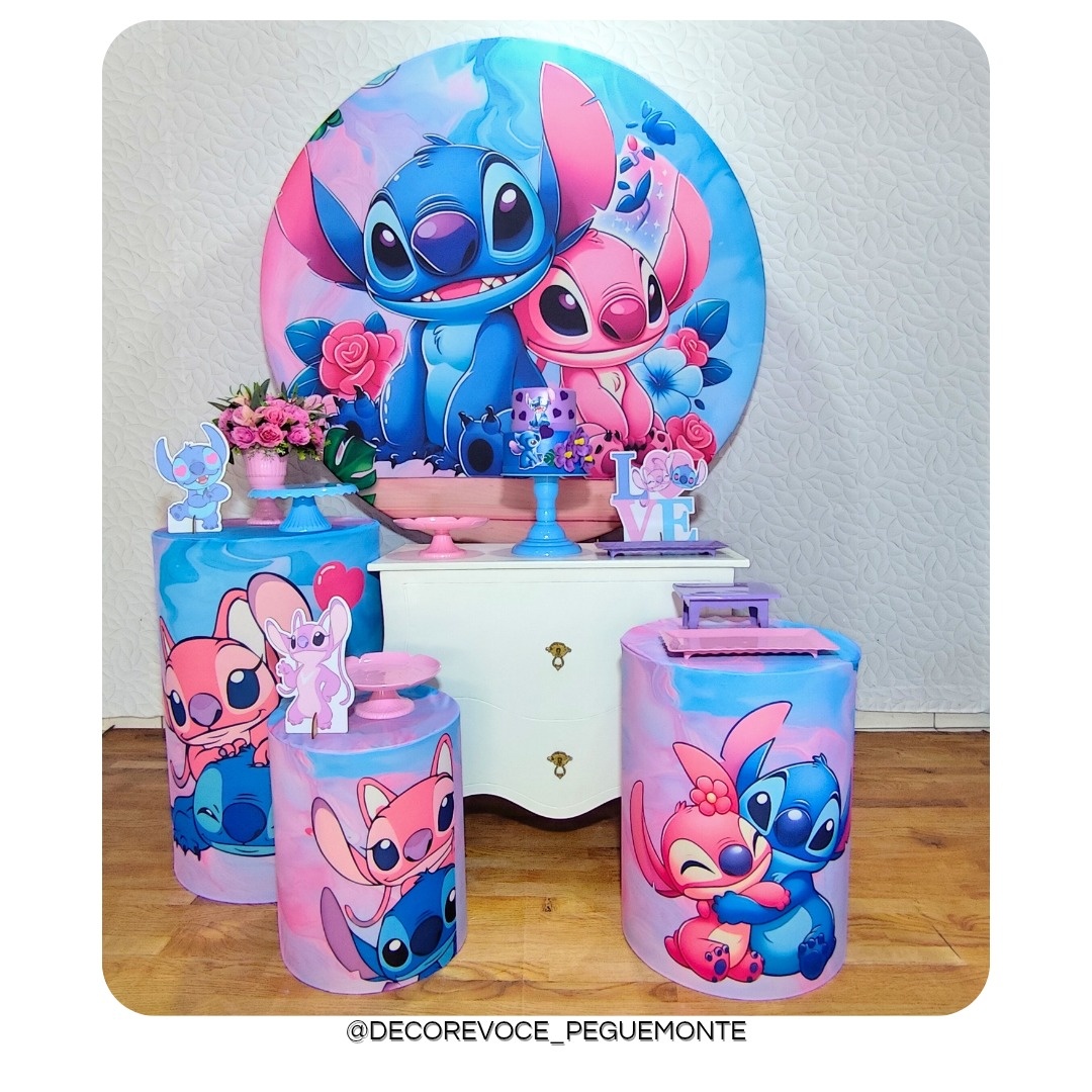 Kit Festejar Stitch E Lilo  2 - Decore Você Pegue & Monte
