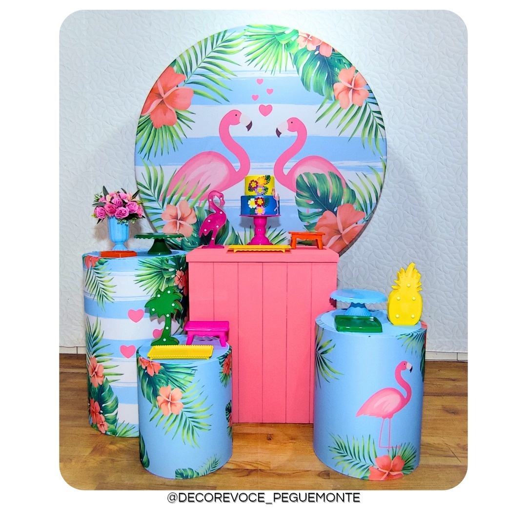 Kit Festejar Flamingo  - Decore Você Pegue & Monte